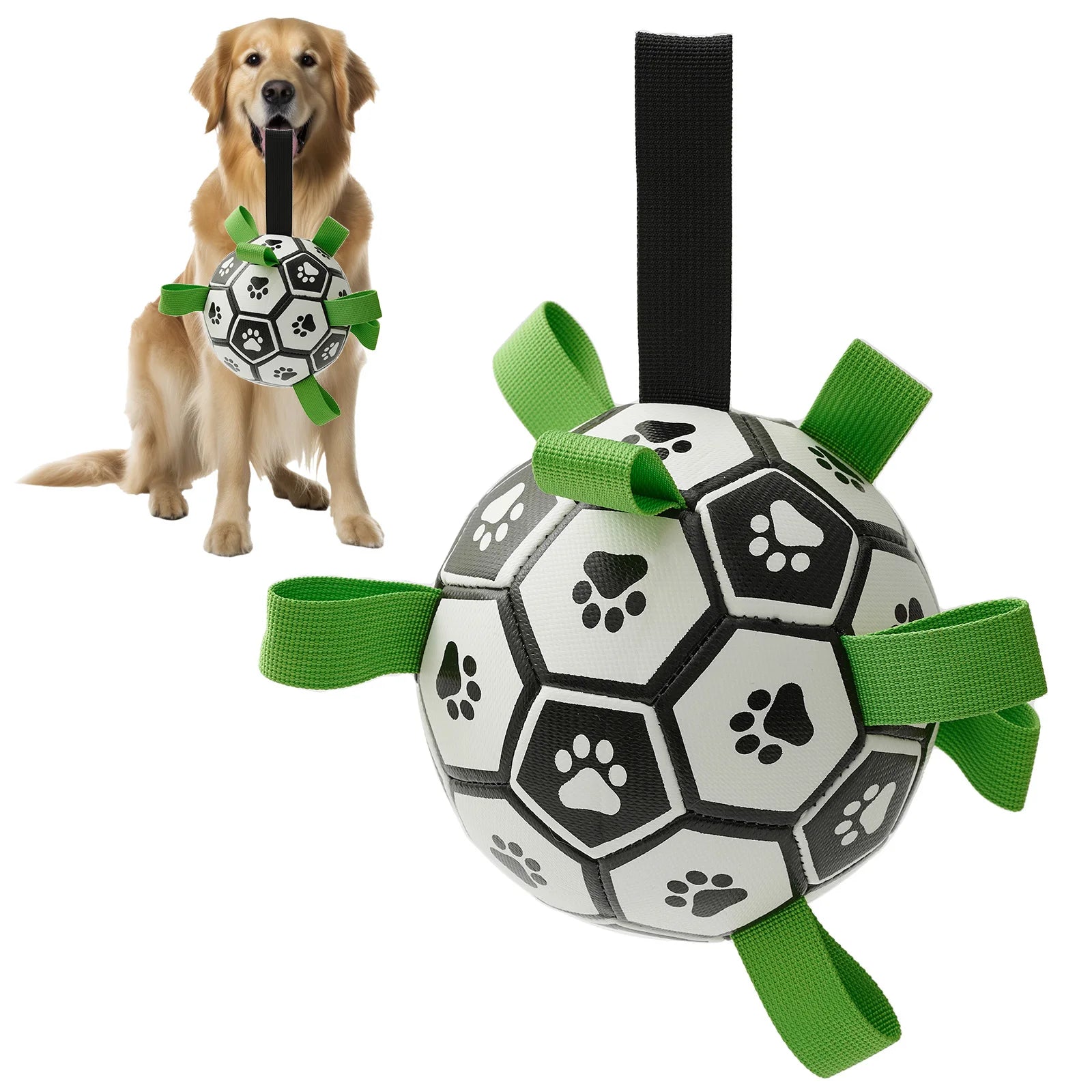 Dog Soccer Ball with Straps – Tug-of-War Fun for Medium & Large Dogs! 🐾⚽