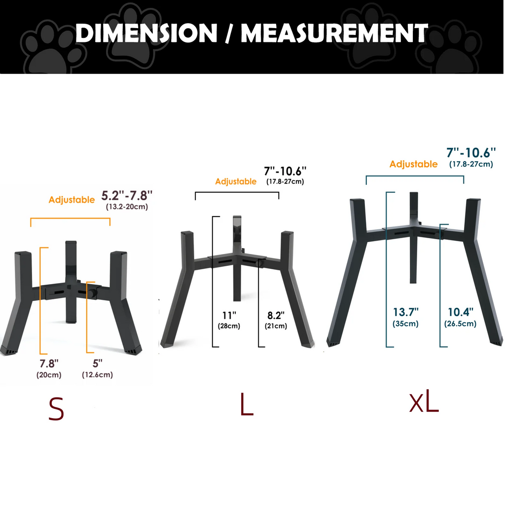 Metal Raised Dog Bowl Stand – Adjustable Width Feeder for Extra Large Dogs – Bowl Not Included