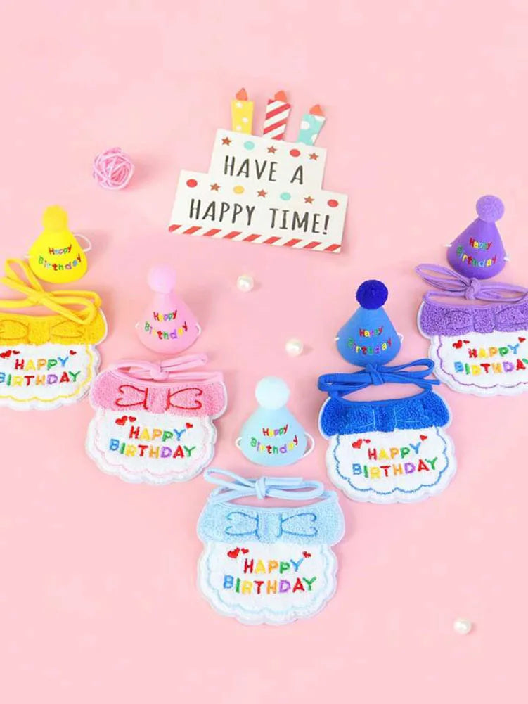 Paw-some Pet Birthday Set – Adjustable Party Hat & Bandana Scarf for Cats & Dogs – Perfect Puppy & Kitty Celebration Outfit!