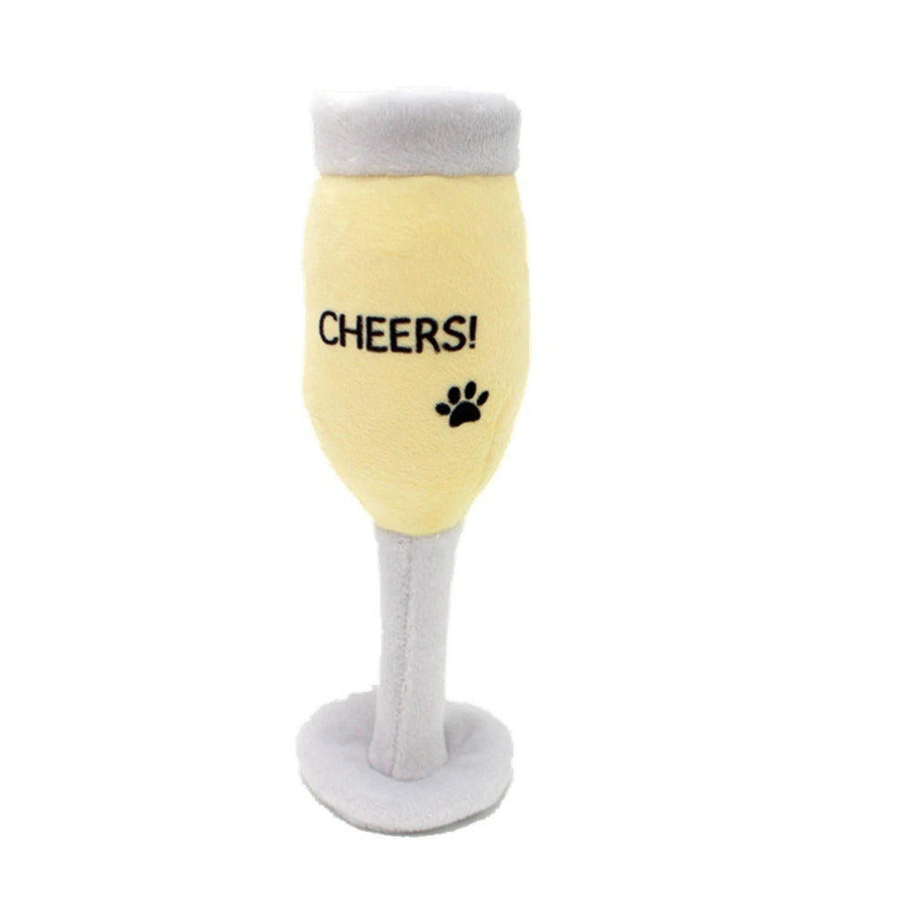 Champagne Bottle Plush Dog Toy – Squeaky & Bite-Resistant Chew Toy