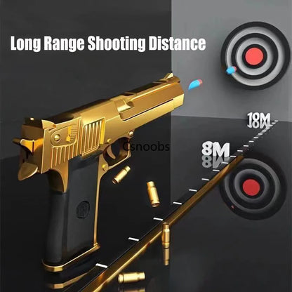 Mechanical Automatic Desert Eagle Toy Gun Shell Ejection Airsoft Pistol Continuous Firing Soft Bullet Toy for Children Shooting