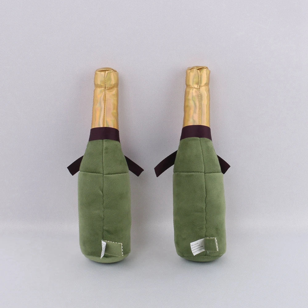 Champagne Bottle Plush Dog Toy – Squeaky & Bite-Resistant Chew Toy