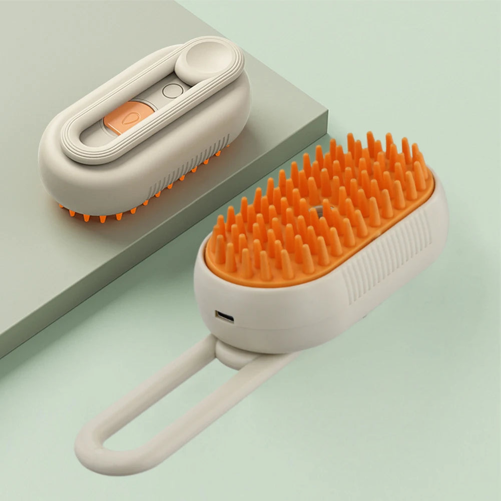 3-in-1 Electric Pet Steam Brush – USB Rechargeable Grooming & Massage Comb for Dogs & Cats