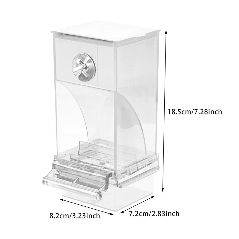 Acrylic No-Mess Automatic Bird Feeder & Drinker – Perch Container For Parrots, Budgerigars & Parakeets, Bird Cage Accessories