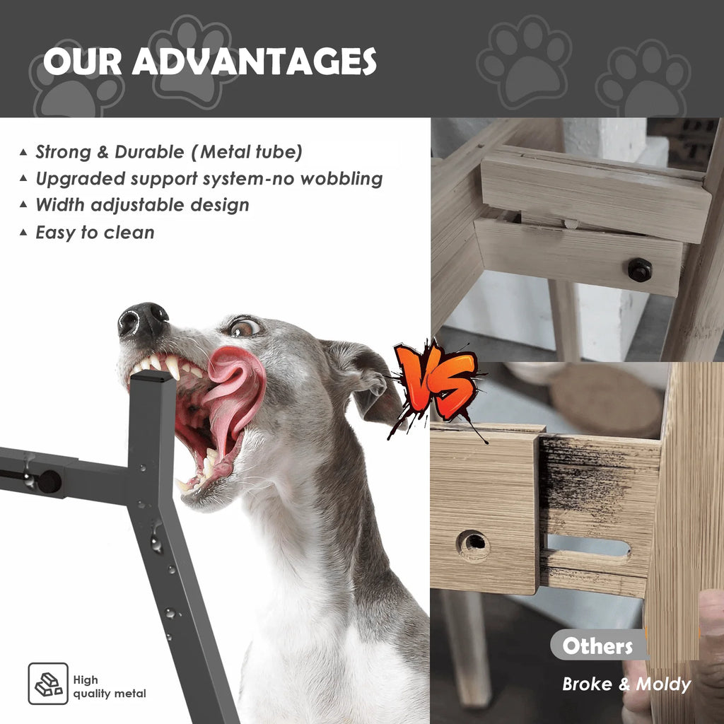 Metal Raised Dog Bowl Stand – Adjustable Width Feeder for Extra Large Dogs – Bowl Not Included