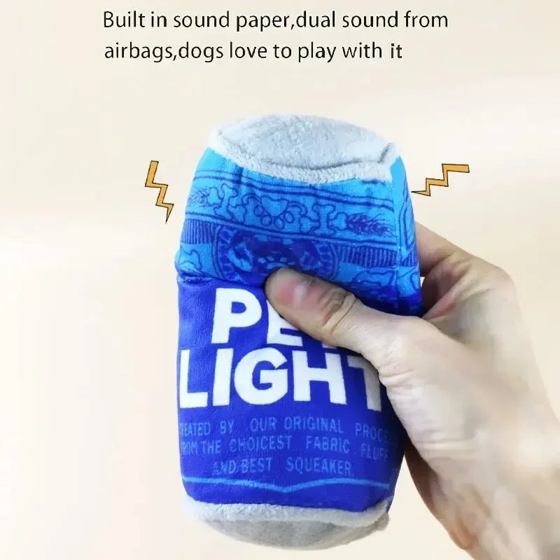 Plush Squeaky Beer Bottle Dog Toy – Bite-Resistant & Fun
