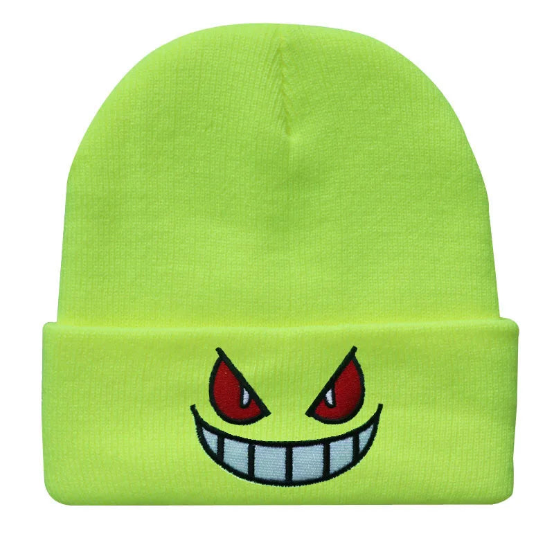 Gengar Kawaii Anime Knitted Hat – Cute 6-Color Wool Embroidery Pullover Cap  – Adorable Pokémon Gift for Winter!