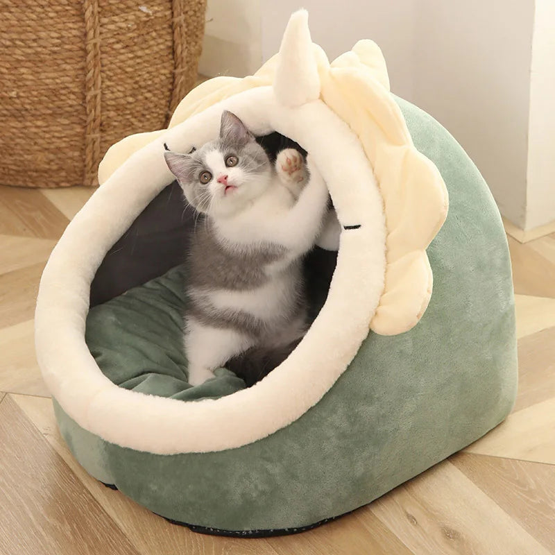 Washable Cat Bed with Removable Cushion – Deep Sleep Cave for Pets
