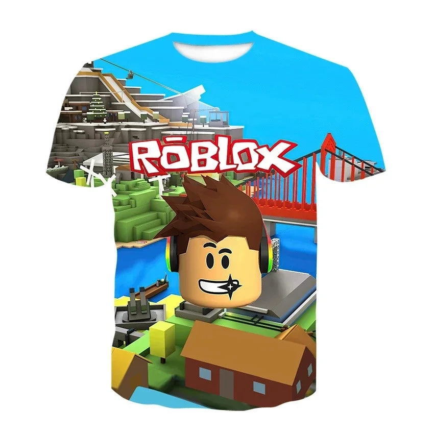 2023 Roblox kid T-shirt Boys Game Sports T-shirt Child Cartoon Short sleeve top 3D Printing Casual Street Harajuku Clothes