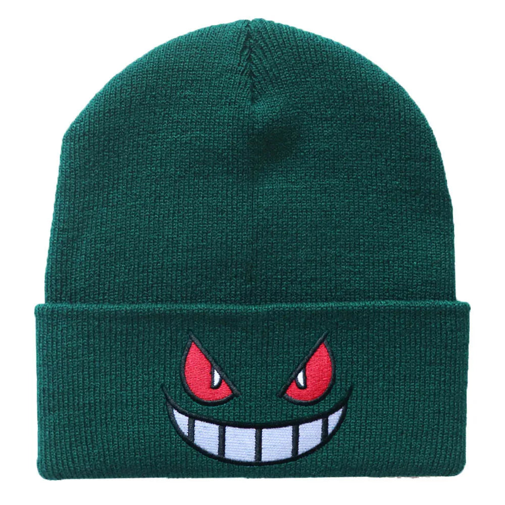 Gengar Kawaii Anime Knitted Hat – Cute 6-Color Wool Embroidery Pullover Cap  – Adorable Pokémon Gift for Winter!