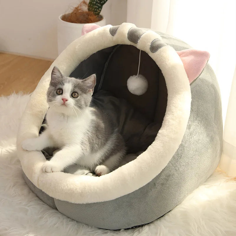 Washable Cat Bed with Removable Cushion – Deep Sleep Cave for Pets