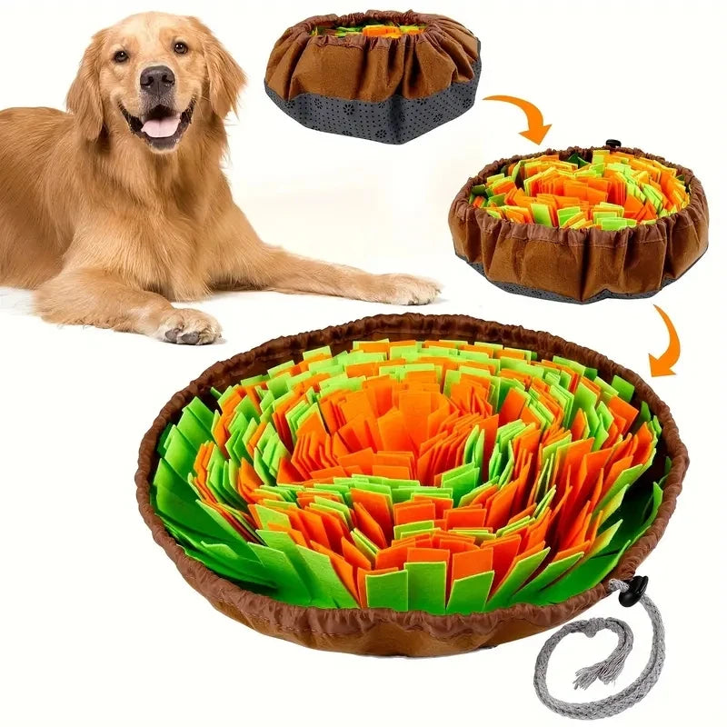 Washable Felt Dog Sniffing Mat – Slow Feeder & Training Toy