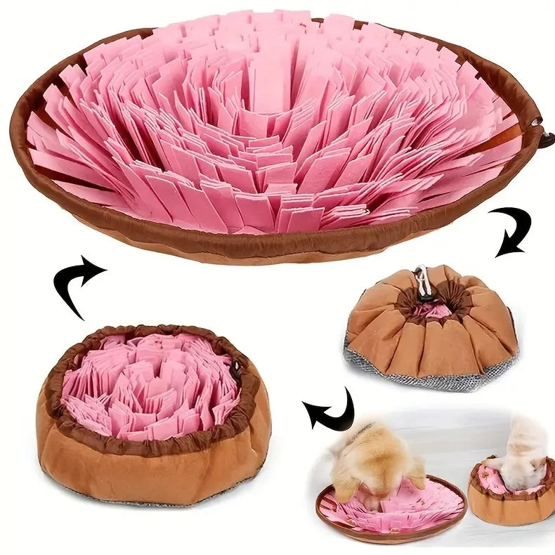 Washable Felt Dog Sniffing Mat – Slow Feeder & Training Toy