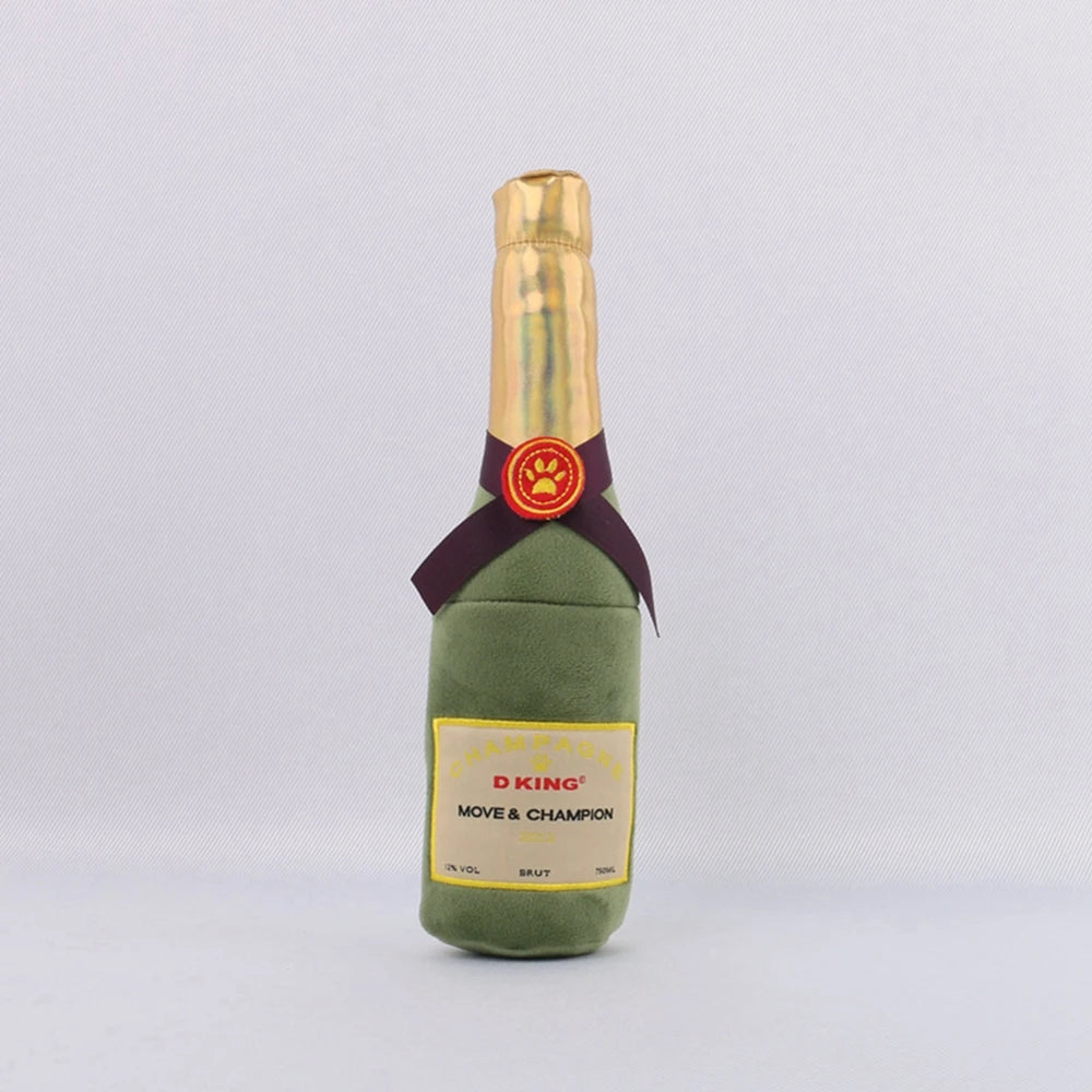 Champagne Bottle Plush Dog Toy – Squeaky & Bite-Resistant Chew Toy