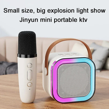 New K12 Karaoke Machine Portable Bluetooth Speaker With 1-2 Wireless Microphones HiFi Family Singing Loudspeaker Children's Gift