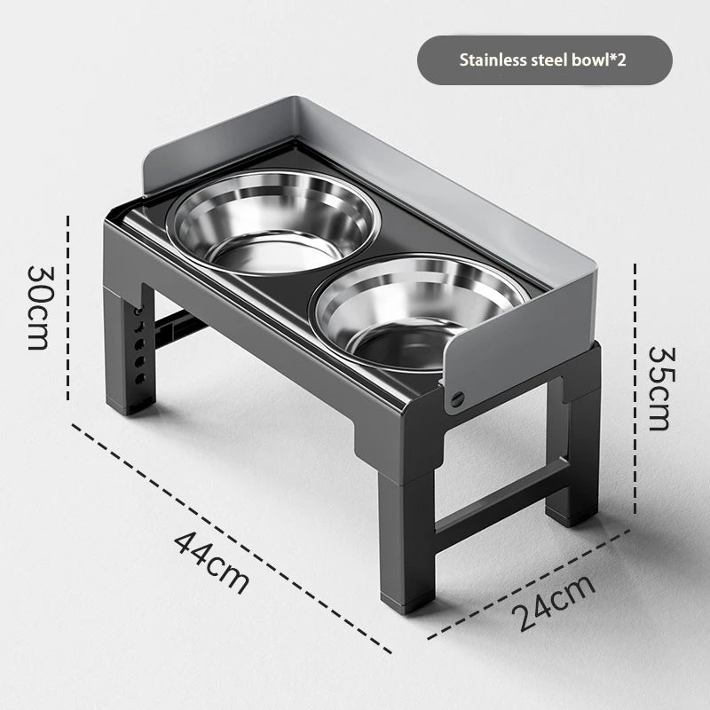 4-Height Adjustable Elevated Dog Bowl Stand with 2 Stainless Steel Bowls – Non-Slip & Spill-Proof