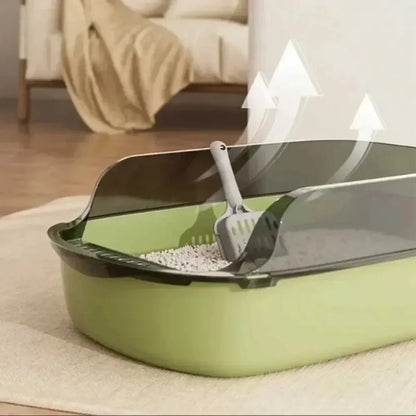 Open Cat Litter Box Semi-enclosed High Side Splashproof Thickening Kitty Sandbox Pet Bedpans with Cat Litter Scoop Cat Supplies