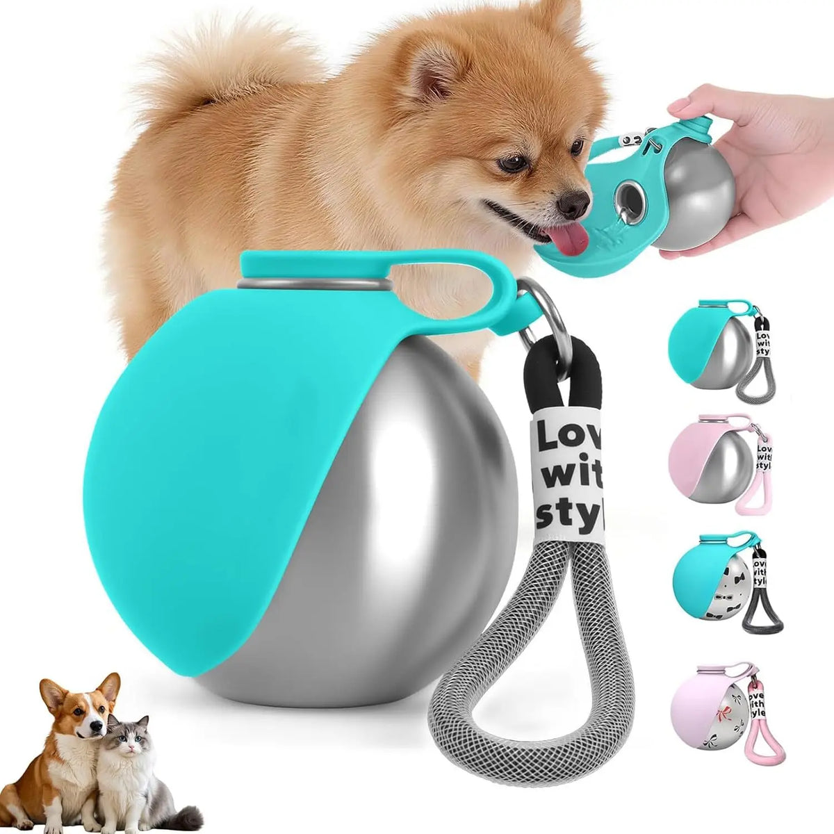 Portable Leak-Proof Dog Water Bottle with Silicone Bowl