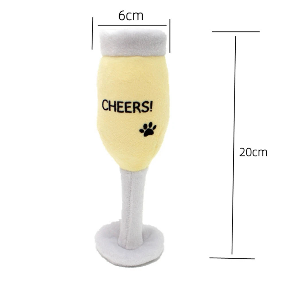 Champagne Bottle Plush Dog Toy – Squeaky & Bite-Resistant Chew Toy