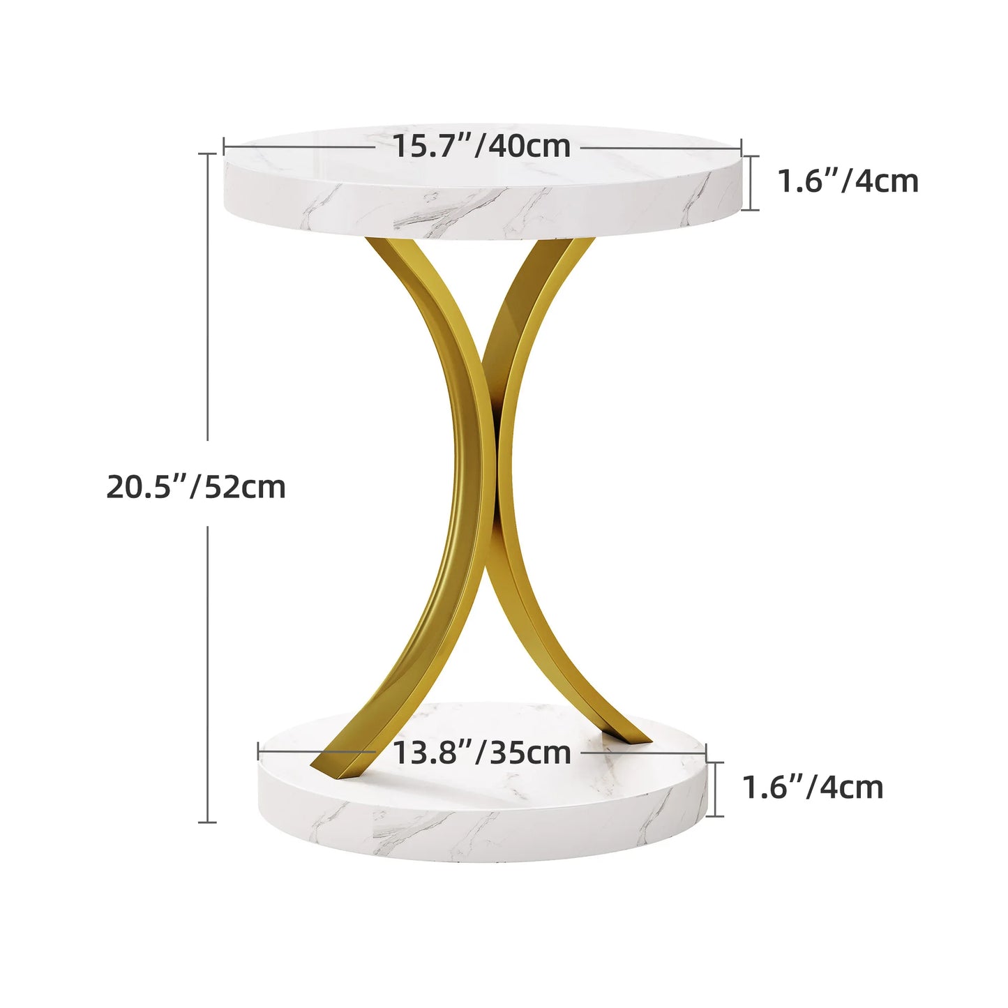 Round Side Tables,Glass End Tables with Faux Marble Top old Coffee Tables with Modern Style, for Living Room,Small End Table