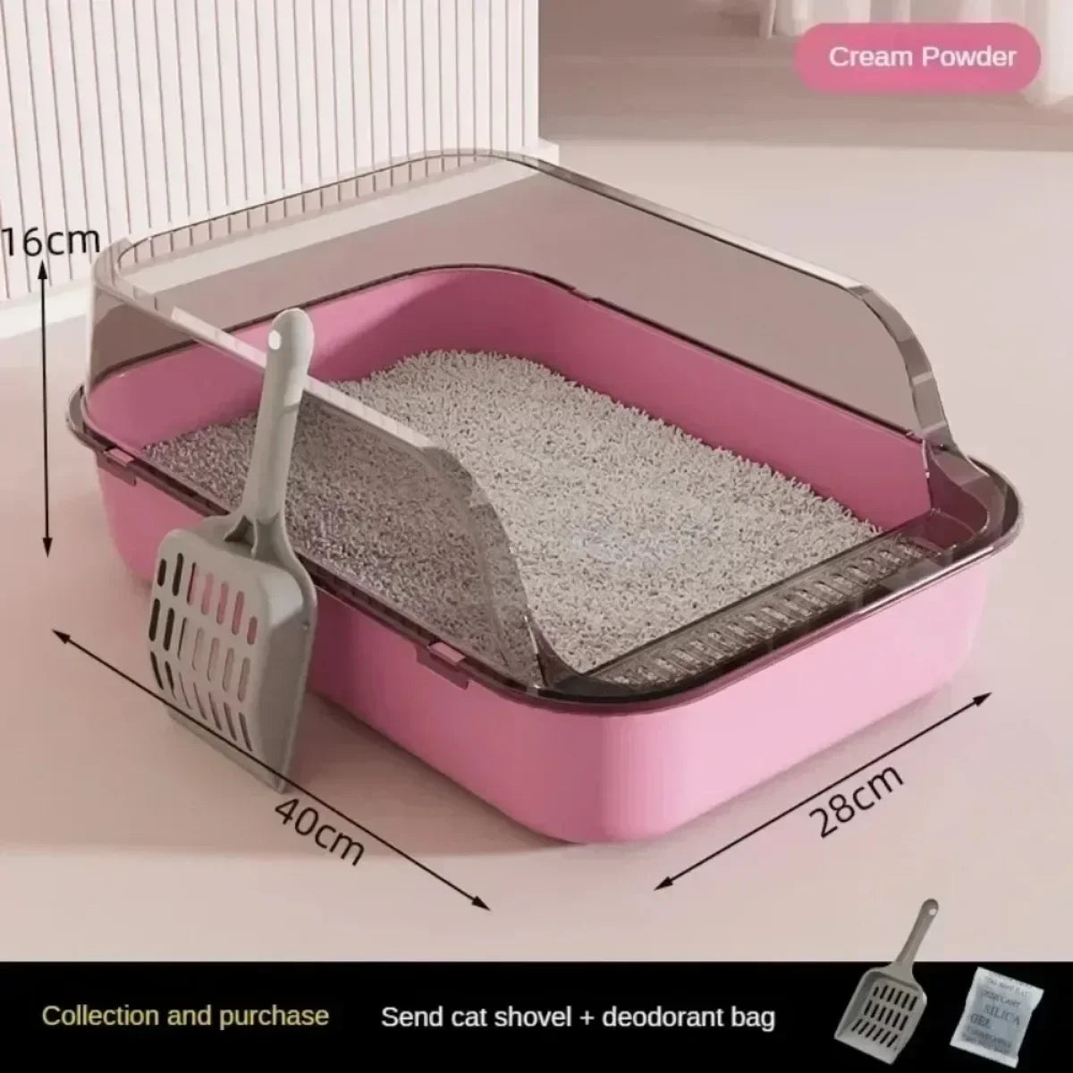 Open Cat Litter Box Semi-enclosed High Side Splashproof Thickening Kitty Sandbox Pet Bedpans with Cat Litter Scoop Cat Supplies