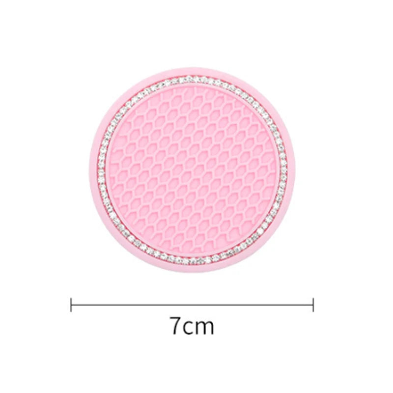 Car Water Cup Pad Holders Non-slip Diamond Rhinestone Rubber Mat for Bottle Holder Coaster Auto Interior Anti-skid Cup Holders