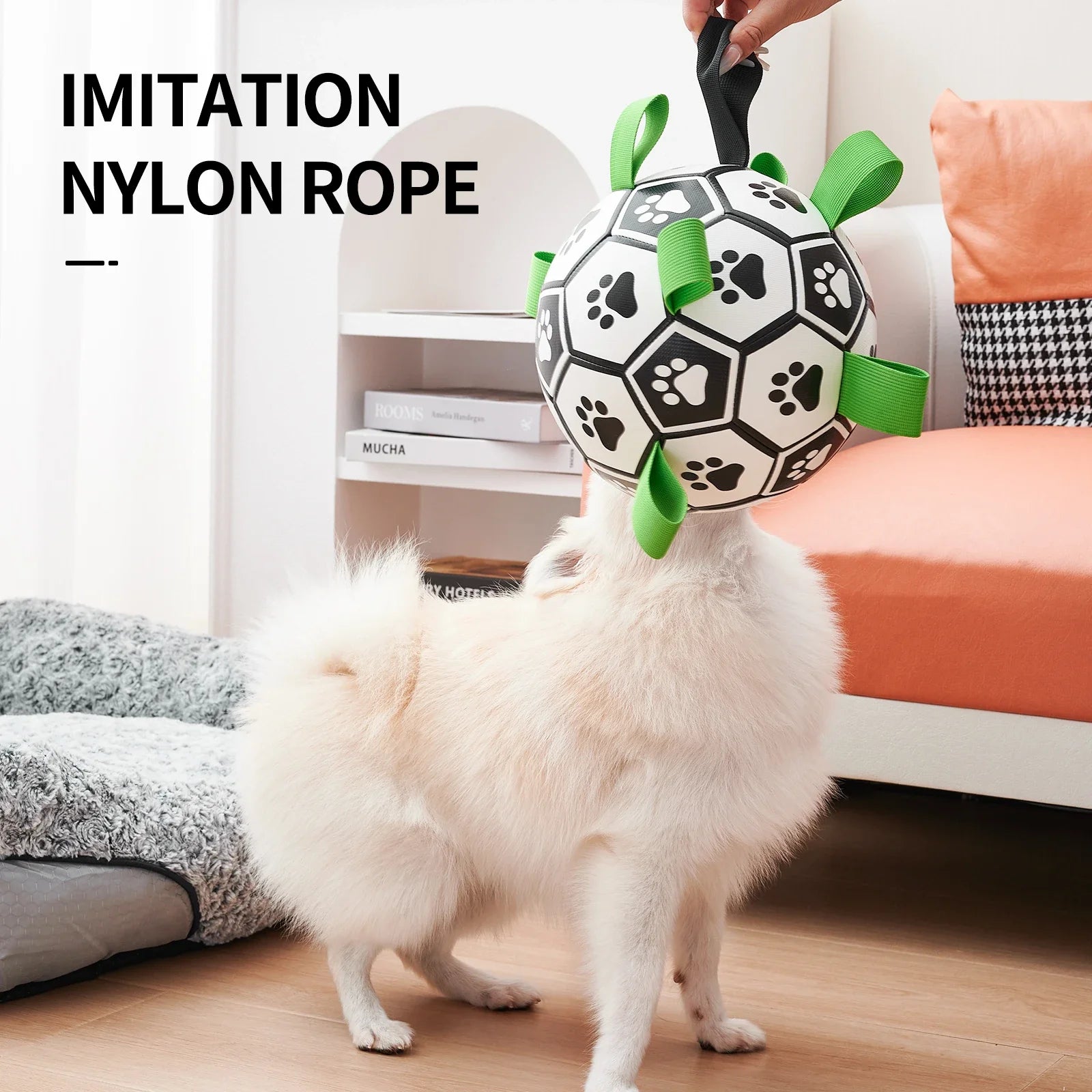 Dog Soccer Ball with Straps – Tug-of-War Fun for Medium & Large Dogs! 🐾⚽