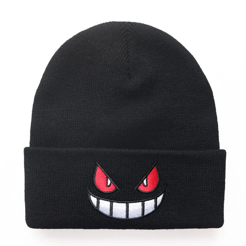 Gengar Kawaii Anime Knitted Hat – Cute 6-Color Wool Embroidery Pullover Cap  – Adorable Pokémon Gift for Winter!