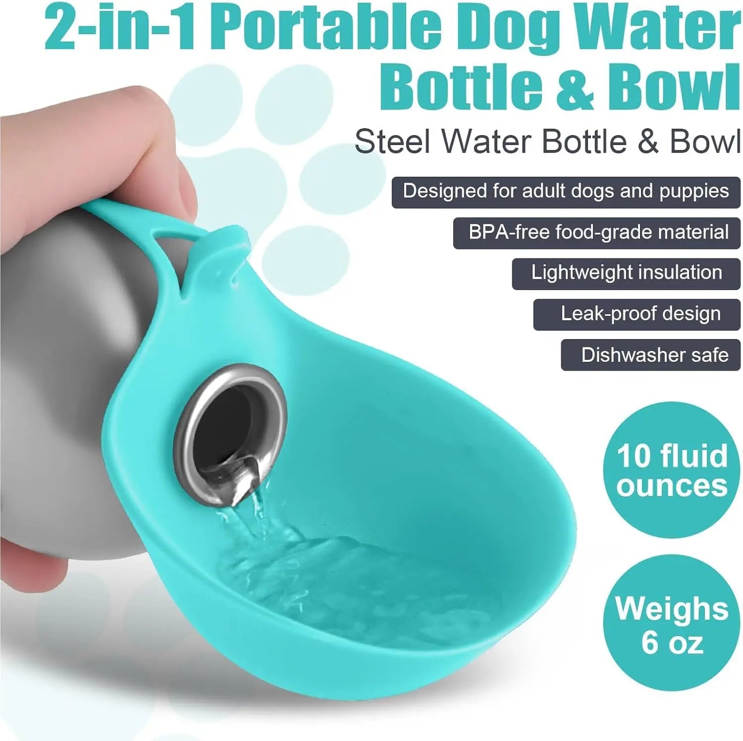 Portable Leak-Proof Dog Water Bottle with Silicone Bowl