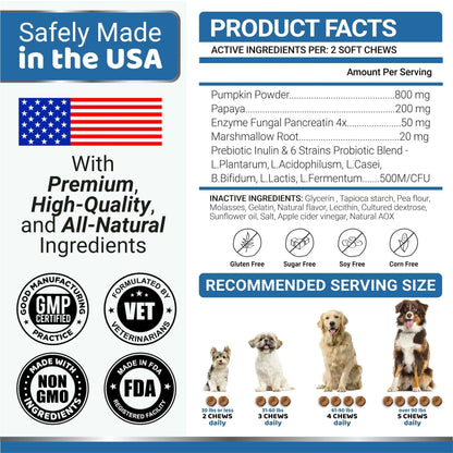 Probiotics for Dogs and Digestive Enzymes 170 Dog Probiotics Chews Pet Fiber