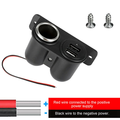 Car Cigarette Lighter Socket Splitter Dual USB Charger Power Adapter Outlet 12V