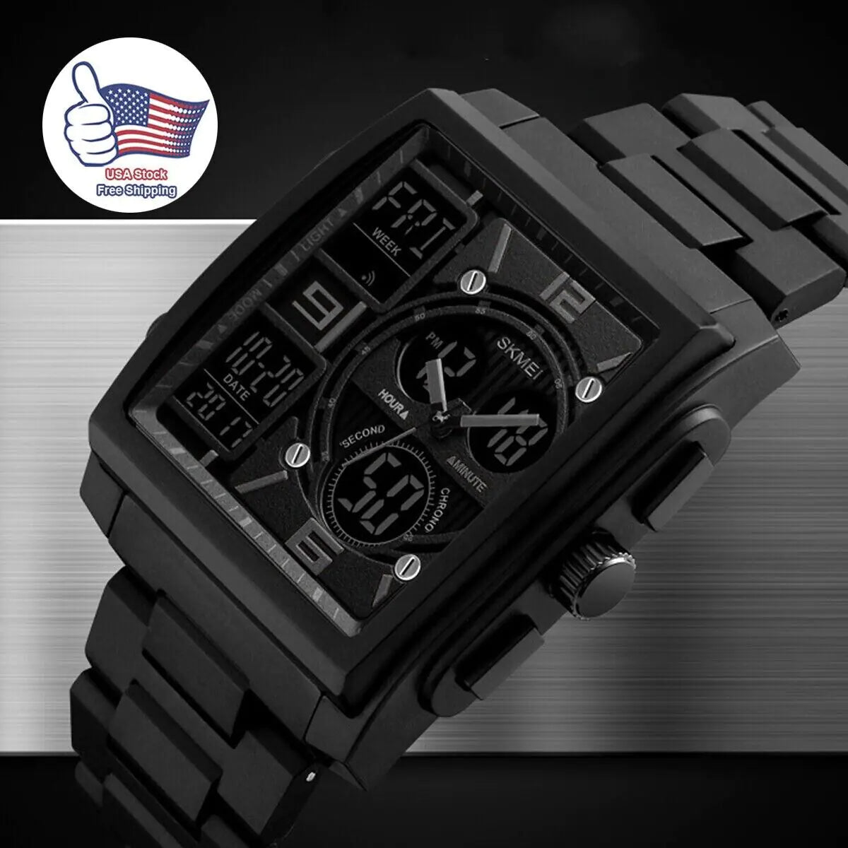 Chronograph Men's Digital Army Military Sport Quartz Analog Waterproof Watch