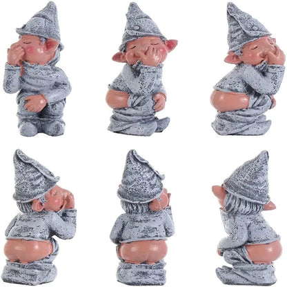 Pooping Naughty Gnome Miniature Statue Funny Resin Dwarf Home Garden Ornament