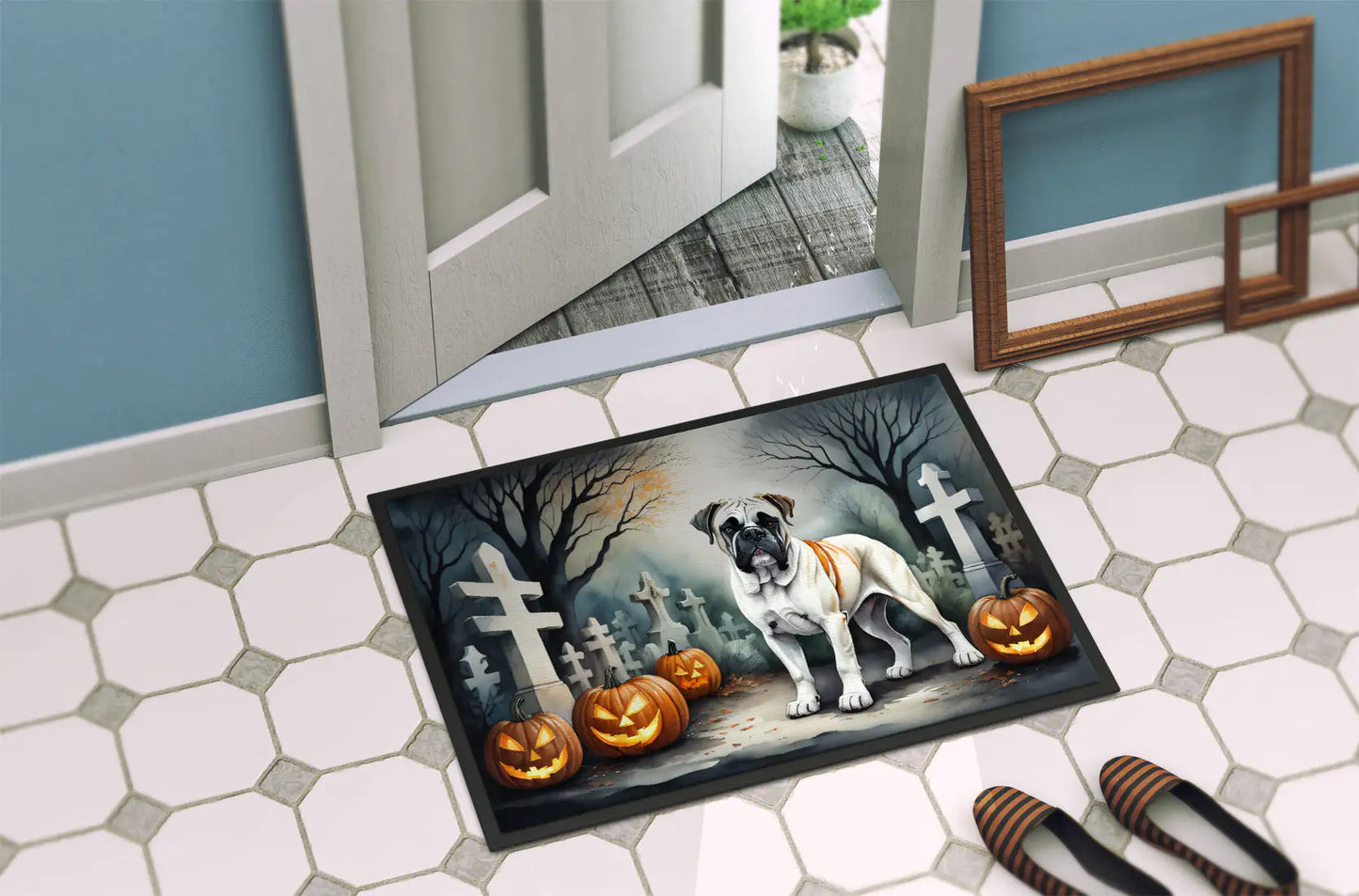 Boxer Night Hill Halloween Doormat