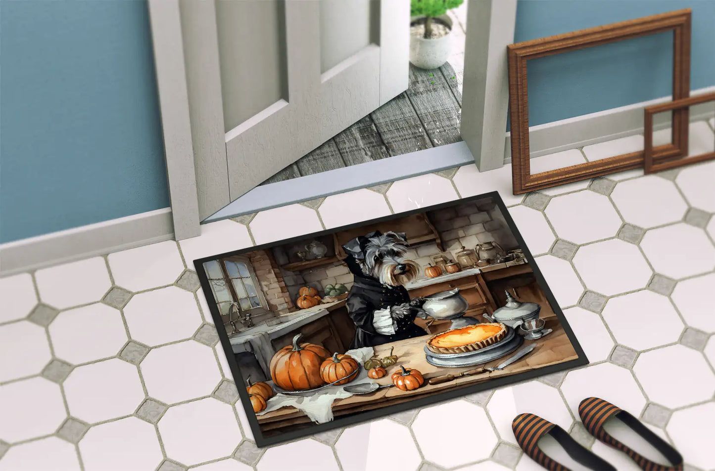 Schnauzer Fall Kitchen Pumpkins Doormat