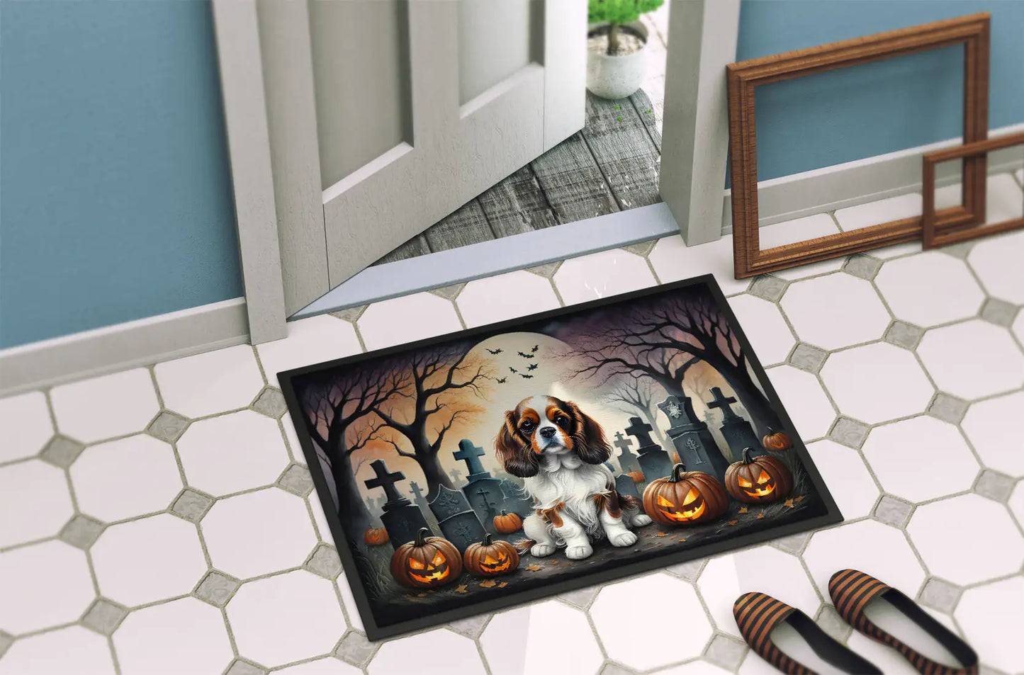 Cavalier Spaniel Halloween Doormat