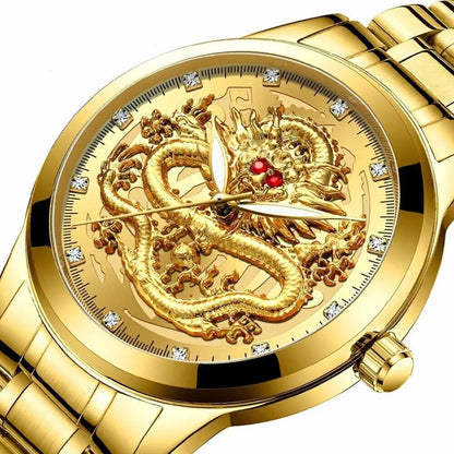 Business Gift Waterproof Gold Men's Diamond Quartz Watch Classic Stainless Steel