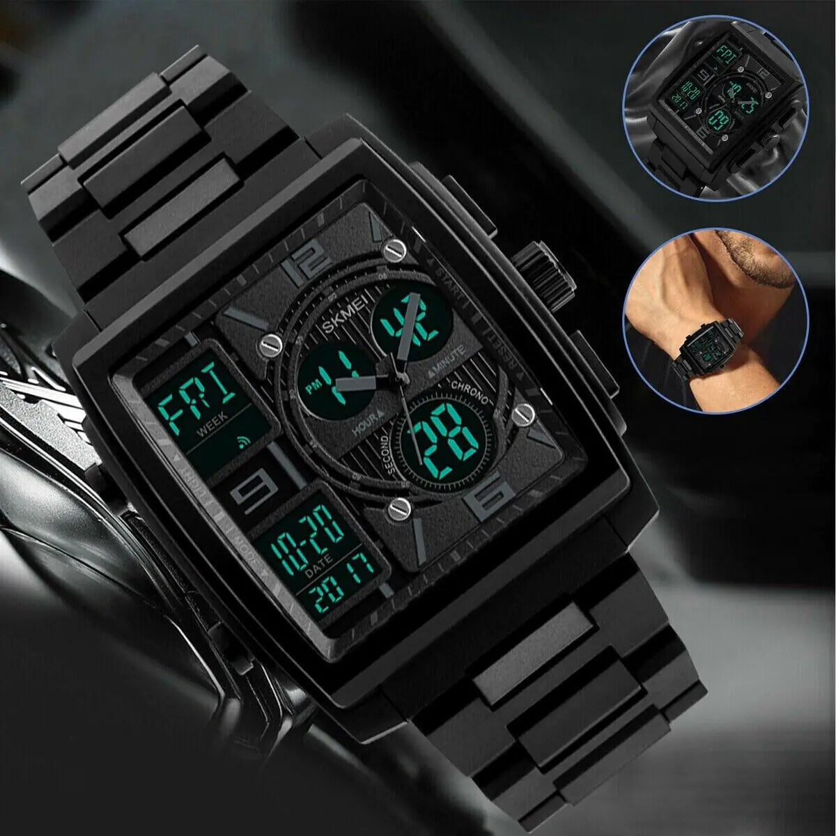 Chronograph Men's Digital Army Military Sport Quartz Analog Waterproof Watch