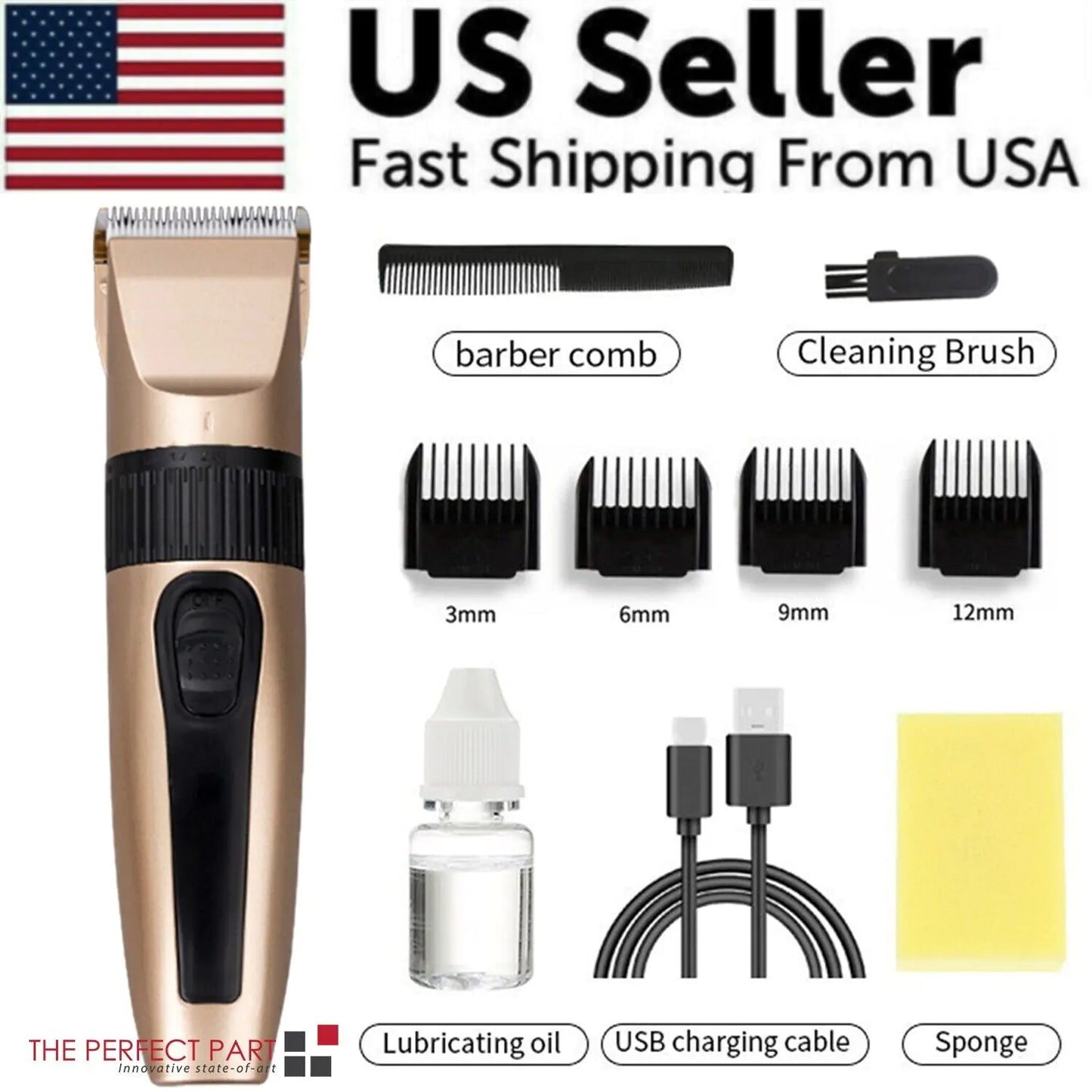 Professional Hair Clippers Trimmer Mens Barber Hair Cutting Kit Machine Cordless