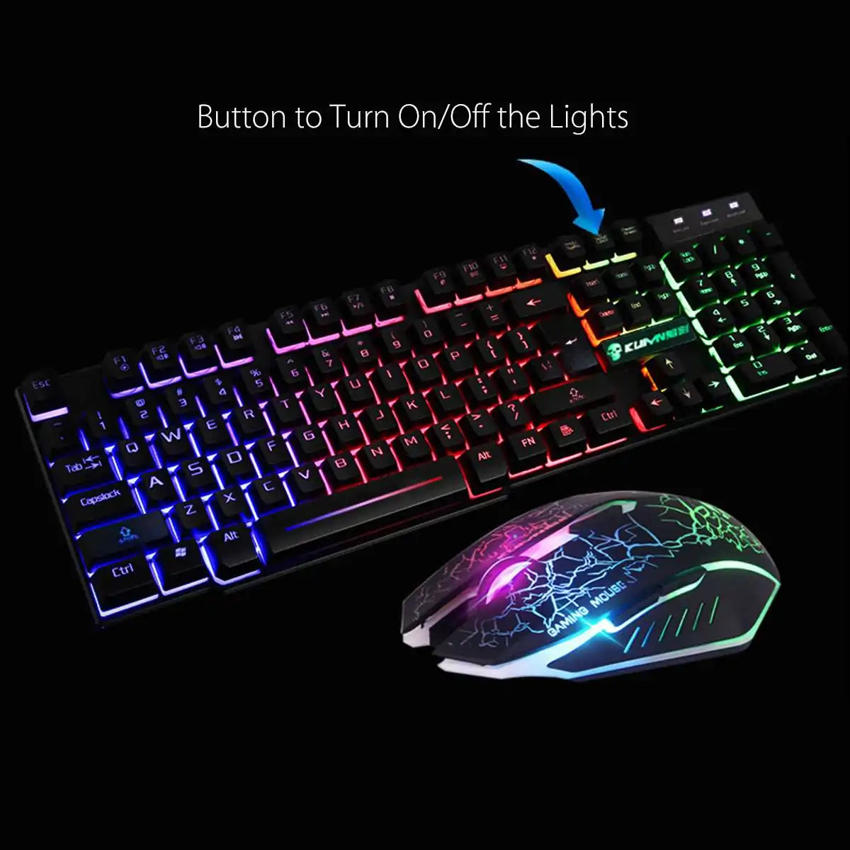 LED Rainbow Backlight Keyboard Set