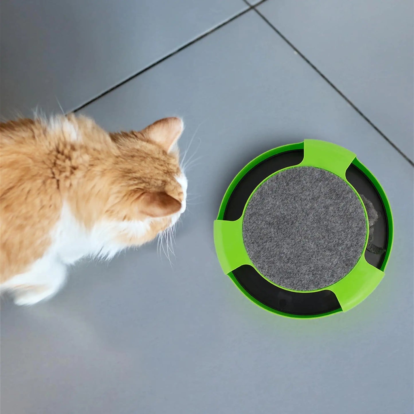 Interactive Cat Toys for Indoor Cats Green Spinning 360 Degrees Moving Mouse Pad