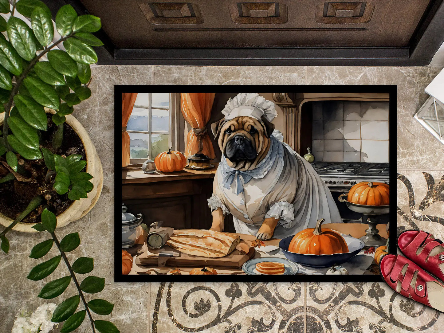 Granny Shar Pei Halloween Doormat