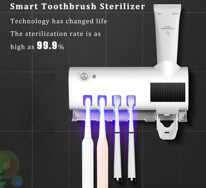 UV Sterilizing Toothbrush Organizer & Paste Dispenser