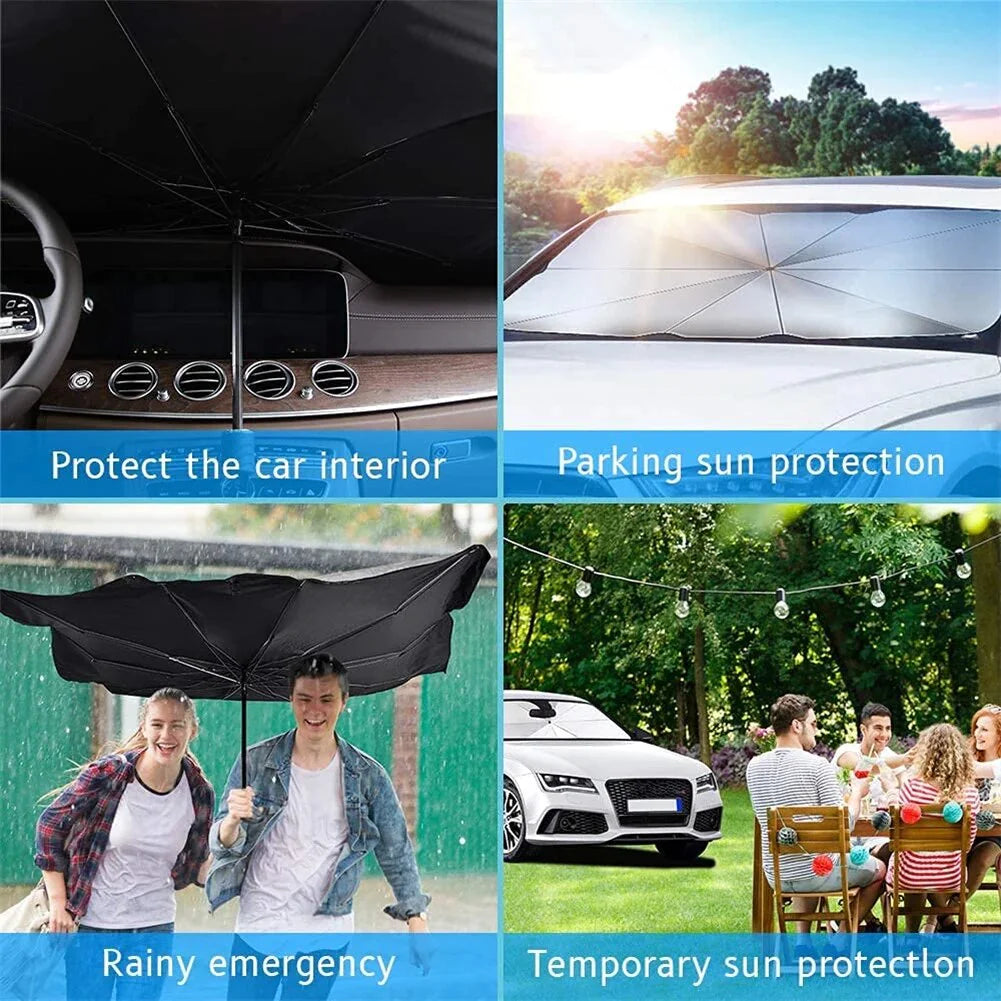 57" Car Windshield Sun Shade Foldable Umbrella Front Window Cover Visor Umbrella