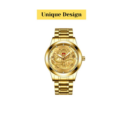 Business Gift Waterproof Gold Men's Diamond Quartz Watch Classic Stainless Steel