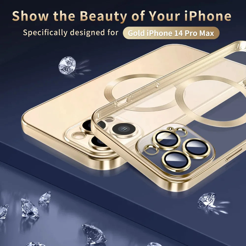 For Apple iPhone 14 13 12 11 Pro Max Case Mag Safe Magnetic Camera Lens Cover