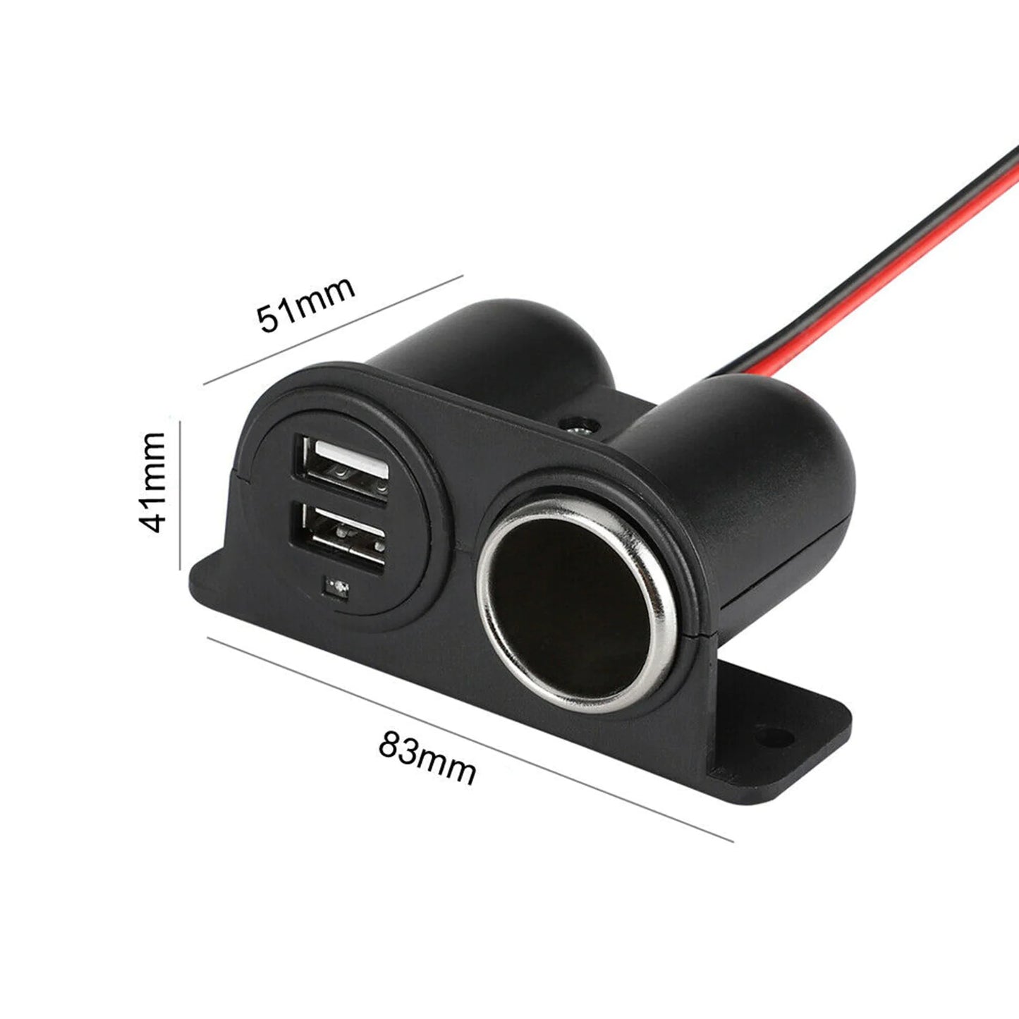 Car Cigarette Lighter Socket Splitter Dual USB Charger Power Adapter Outlet 12V