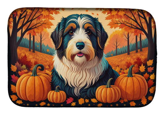 Bearded Collie Fall Dish Drying Mat