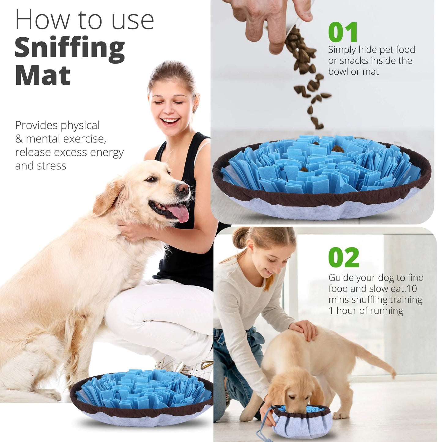 Adjustable Snuffle Foraging Mat Dog Mental Puzzle Interactive Toys Stress Relief