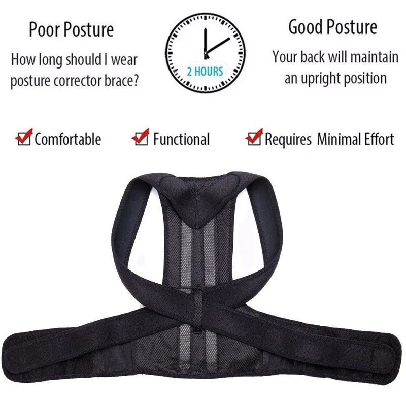 Adjustable Posture Corrector Low Back Support Shoulder Brace Belt For Men Women